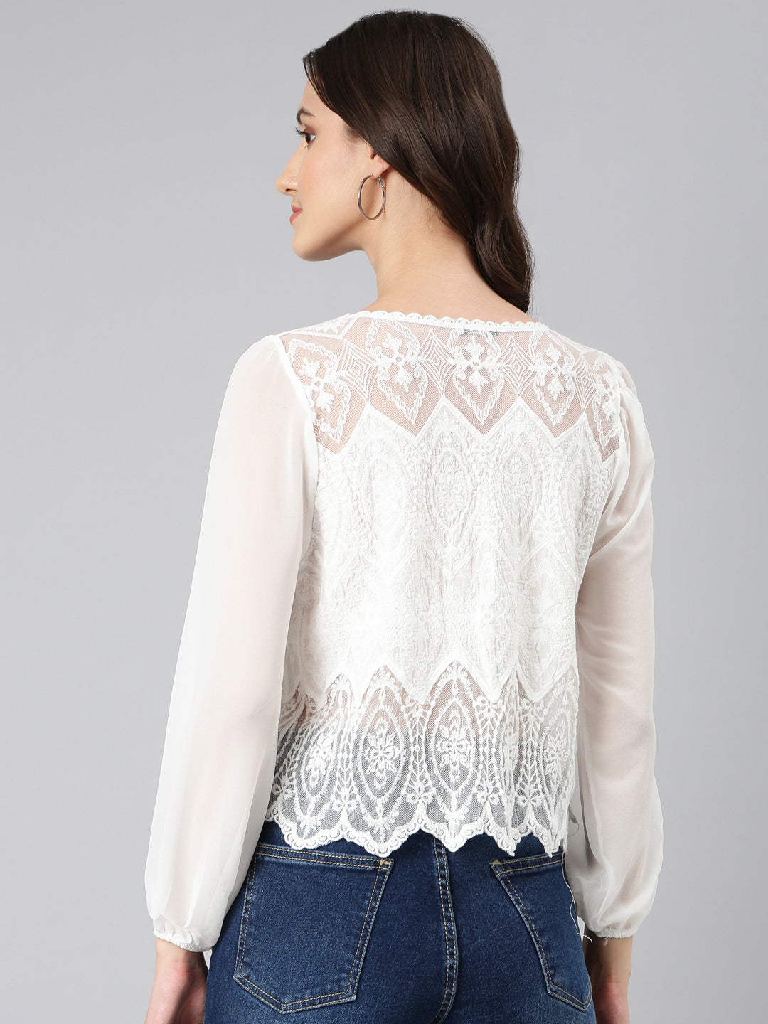 Women's White Textured Top