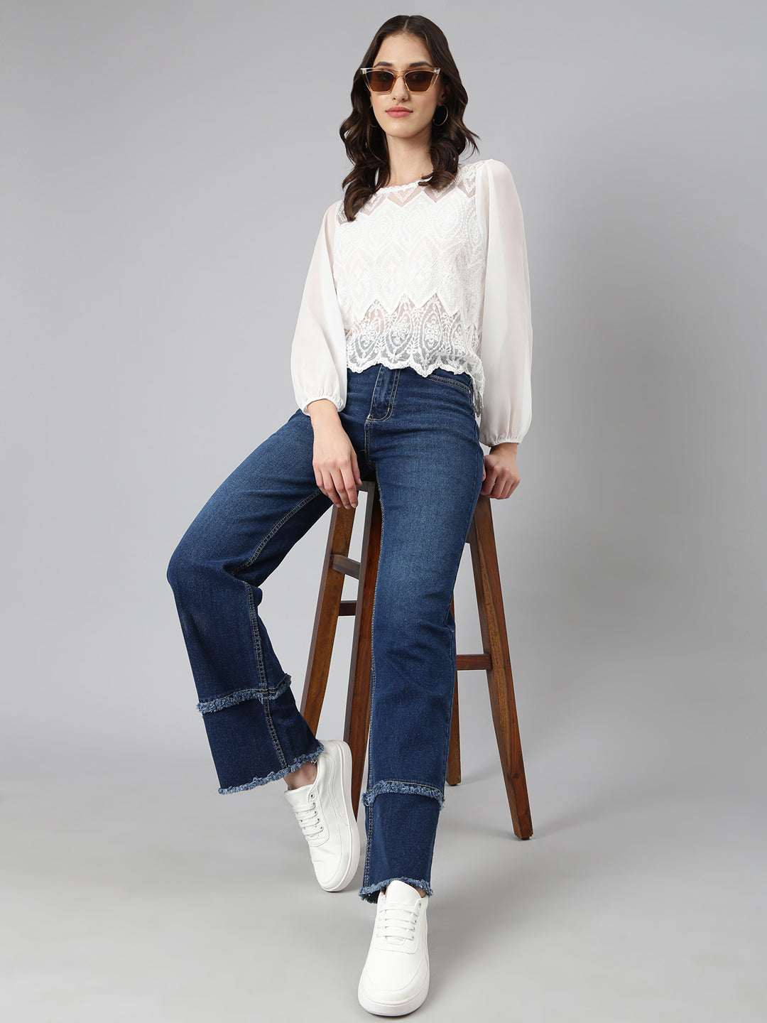 Women's White Textured Top