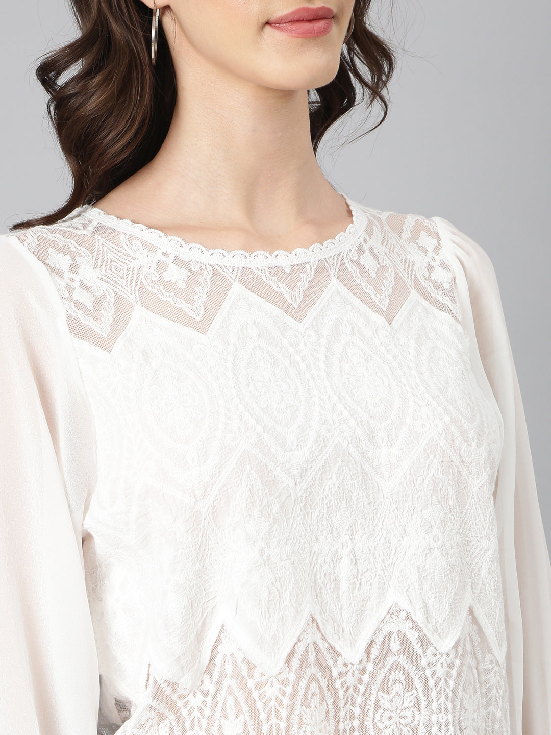 Women's White Textured Top
