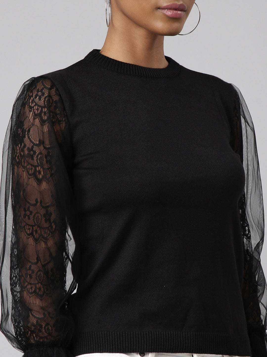 Women Black Solid Top