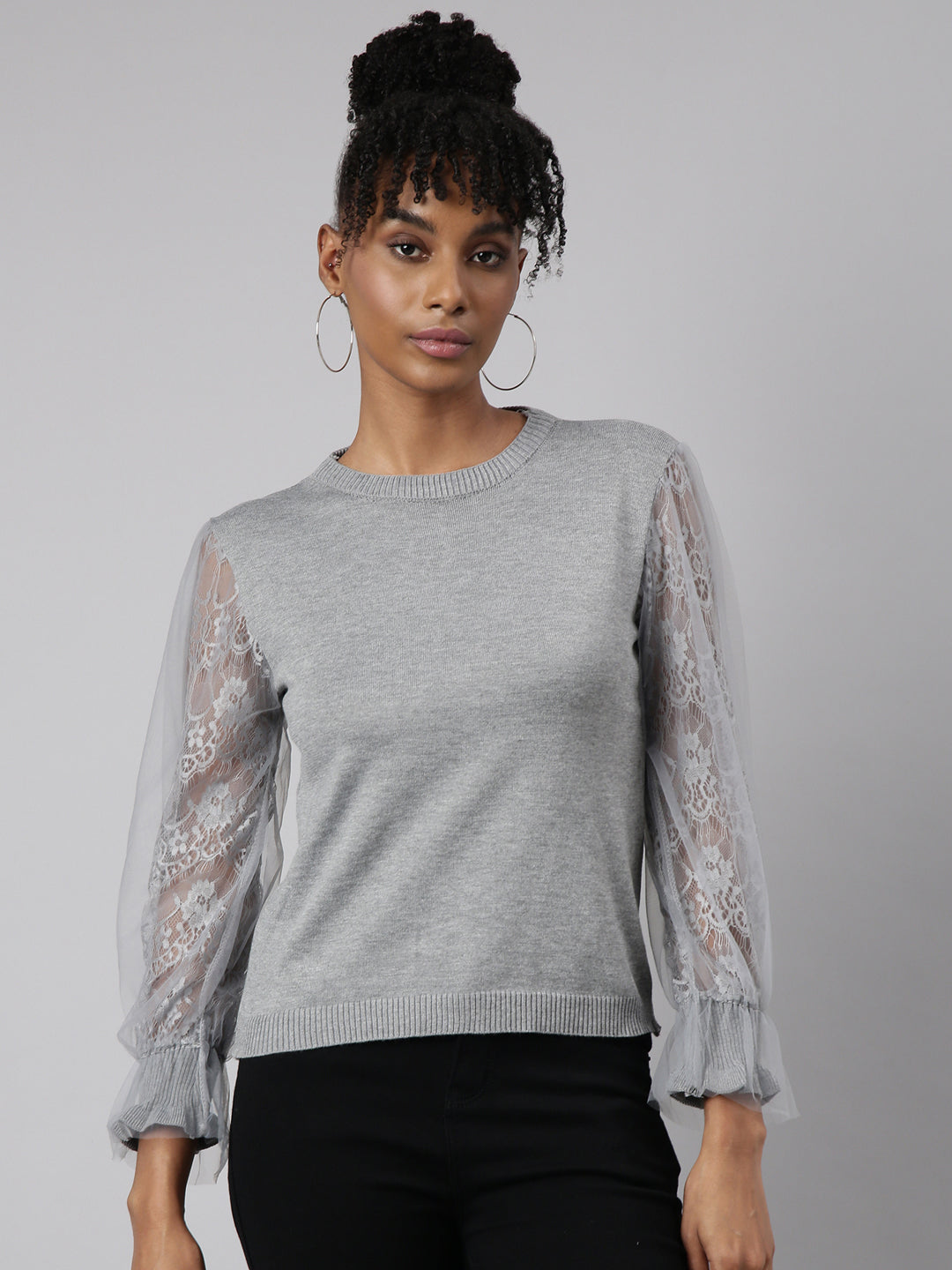 Women Grey Solid Top