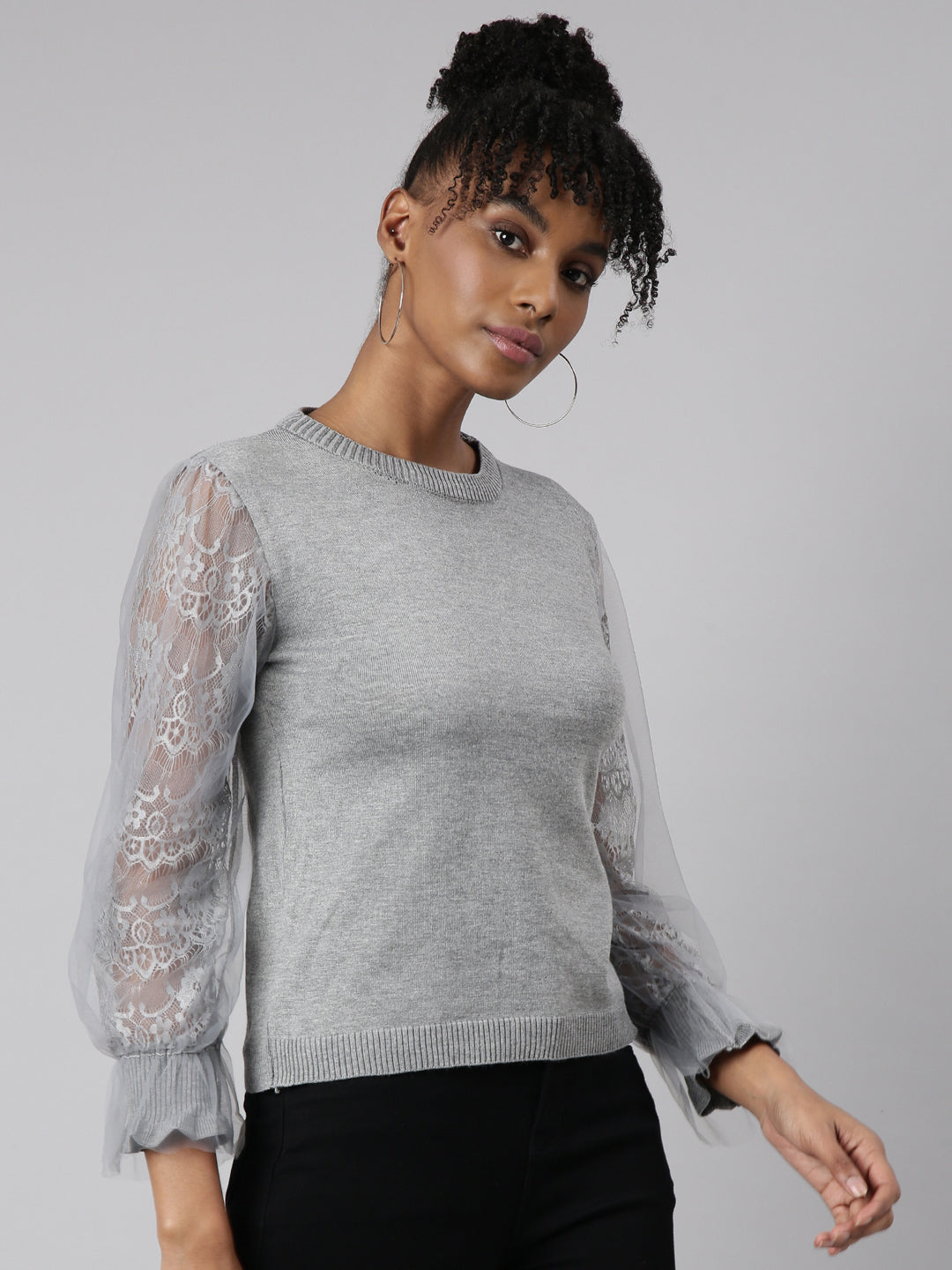 Women Grey Solid Top