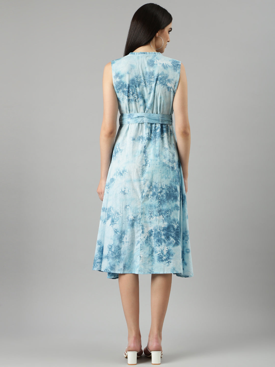 Women's Blue Printed Wrap Dress