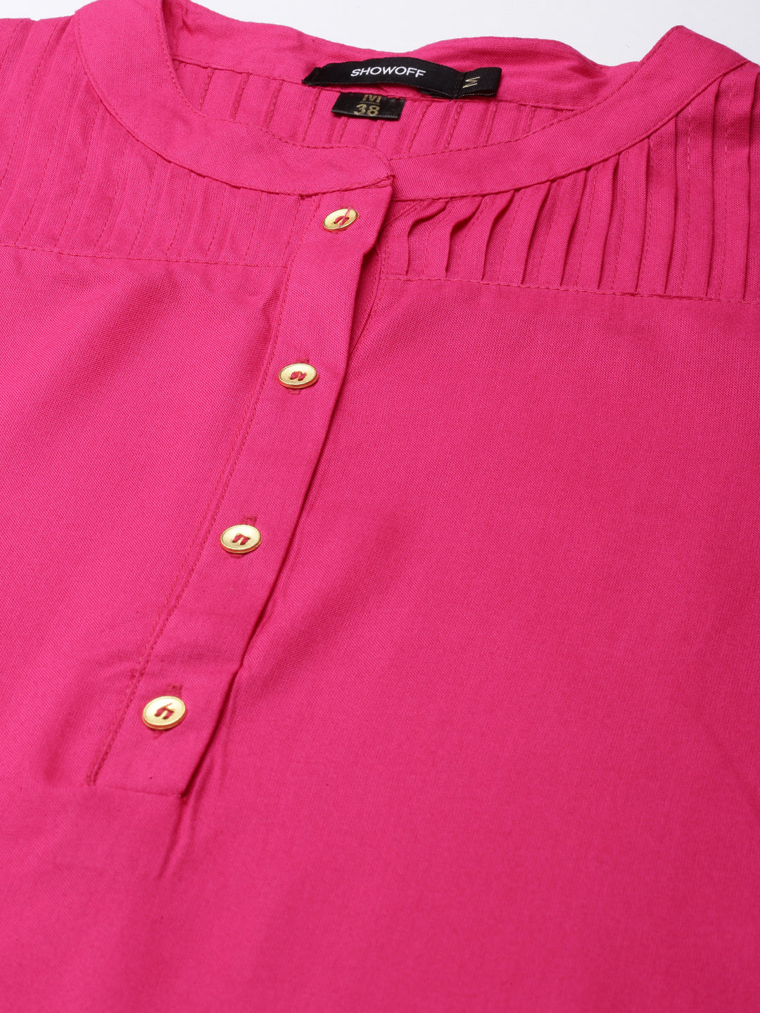 Women Fuchsia Solid Straight Kurti