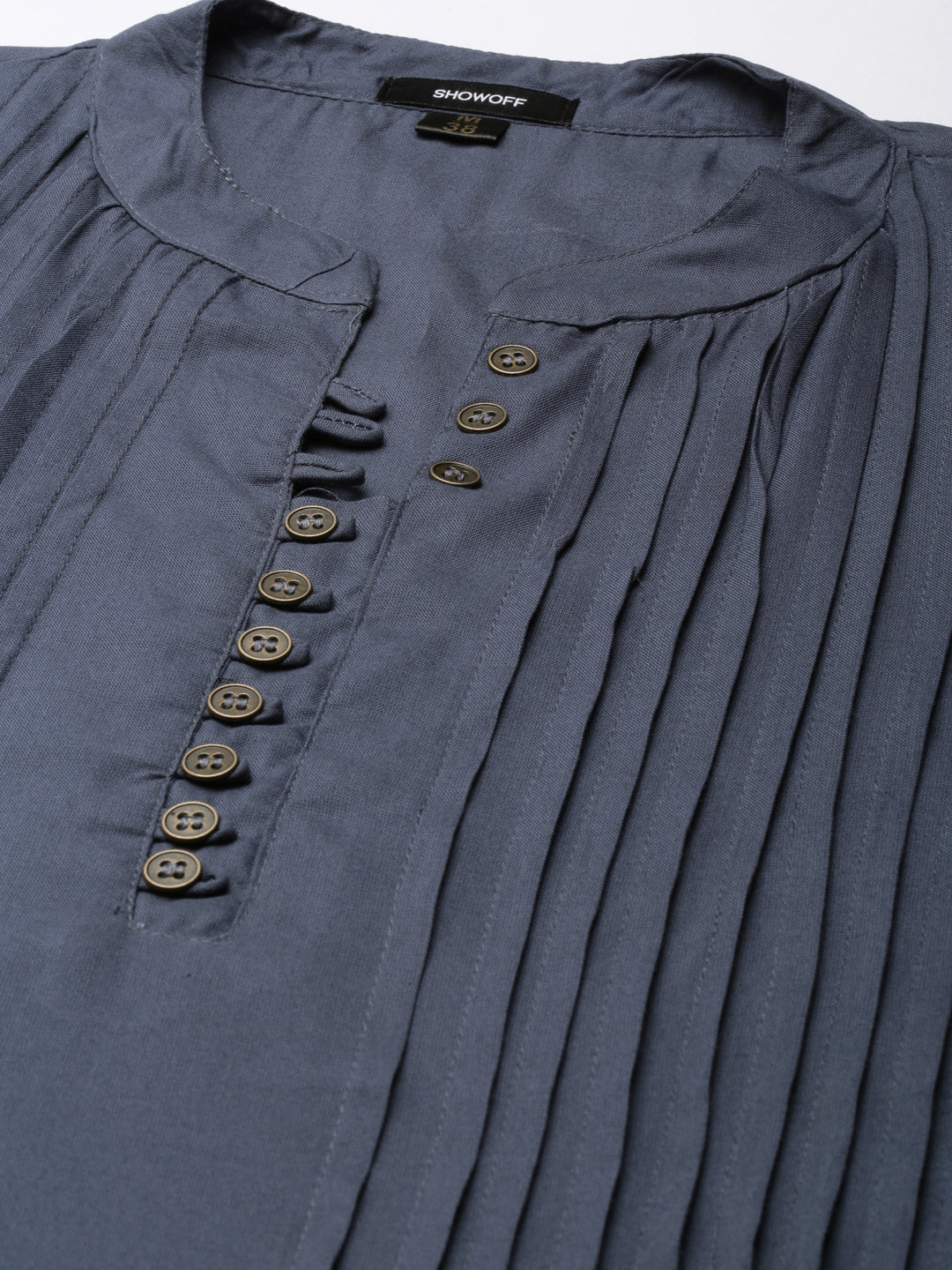 Women's Grey Solid A-Line Kurti