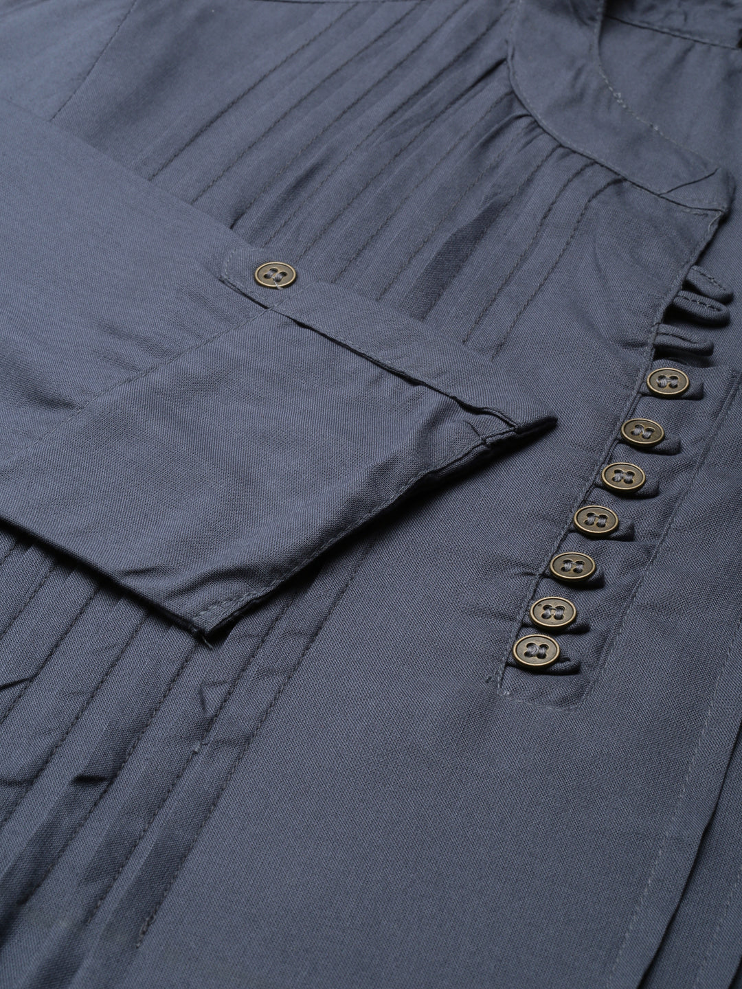 Women's Grey Solid A-Line Kurti