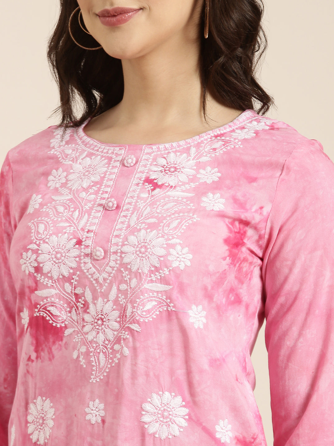 Women Straight Pink Floral Kurta and Trousers Set