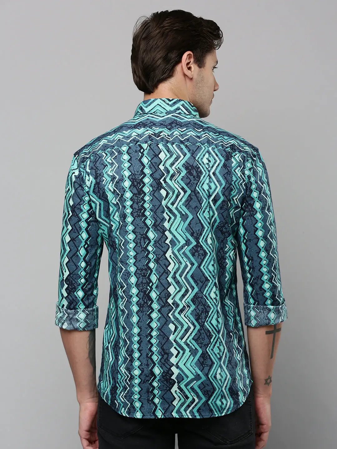 Men's Green Printed Casual Shirt