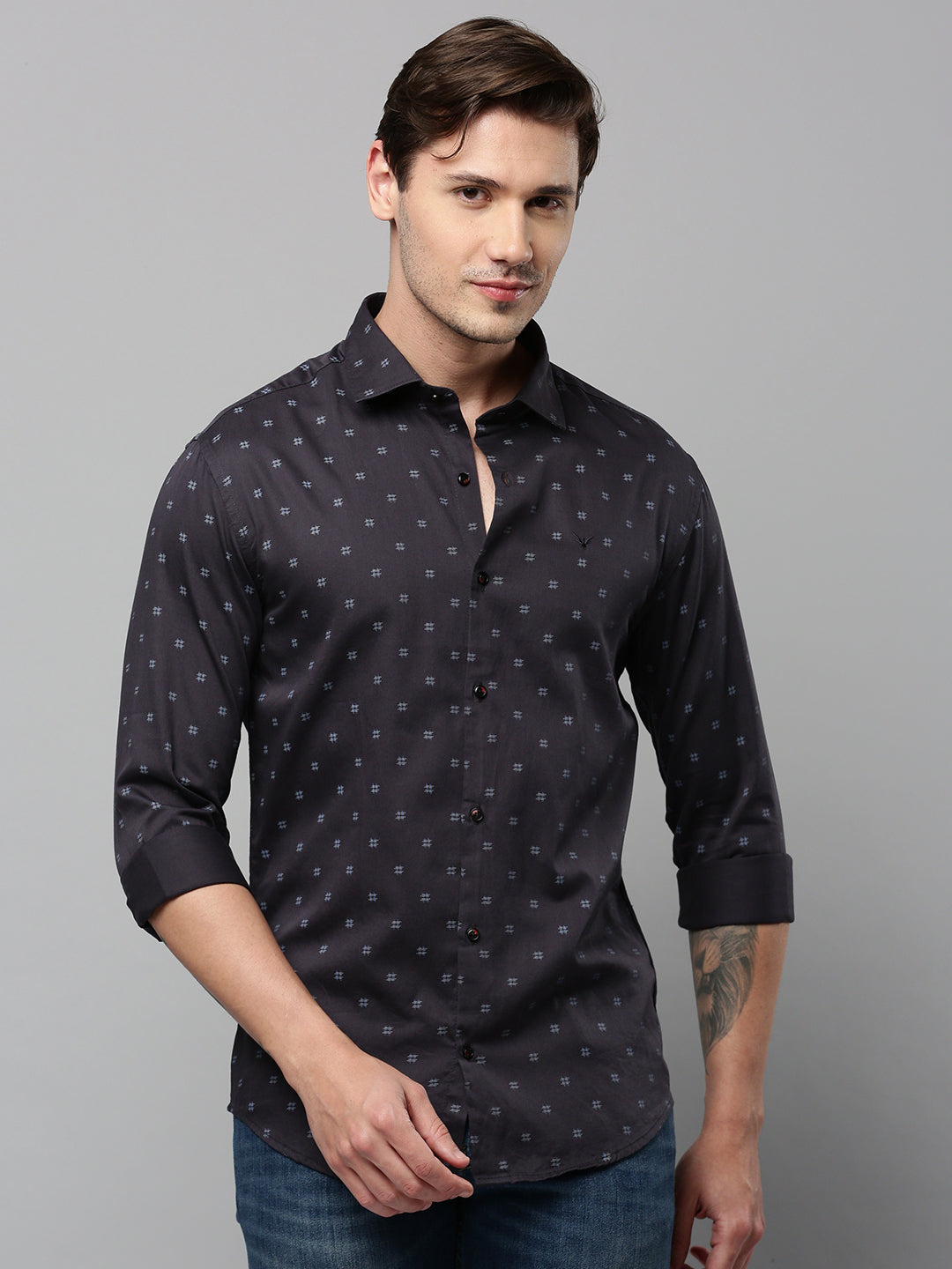 Men Black Printed Casual Shirt