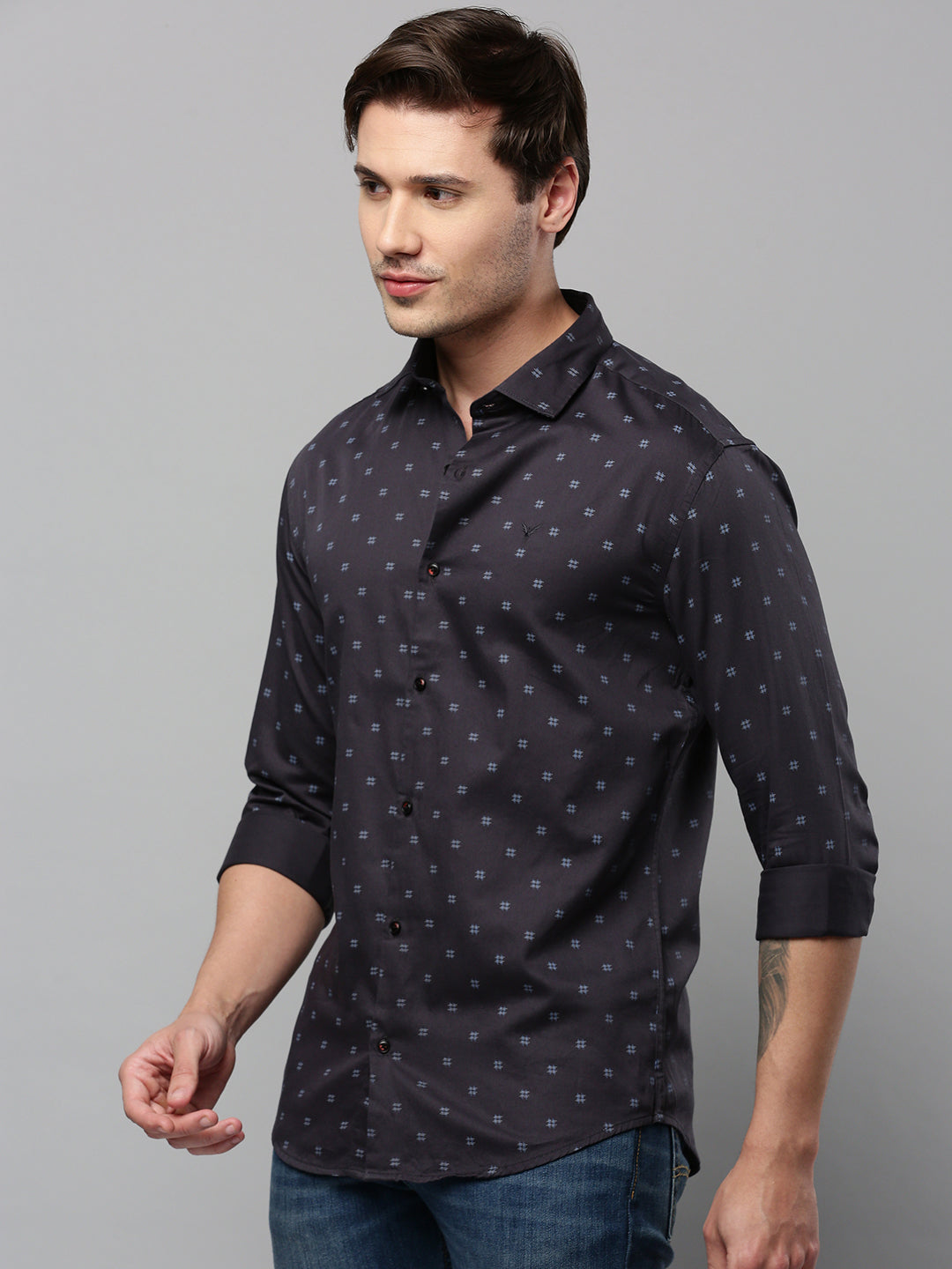 Men Black Printed Casual Shirt