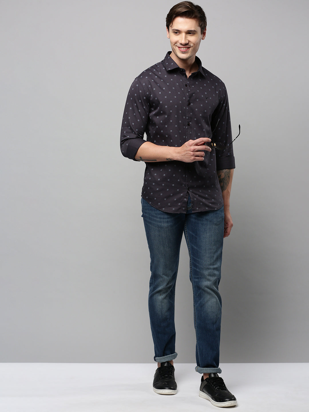 Men Black Printed Casual Shirt