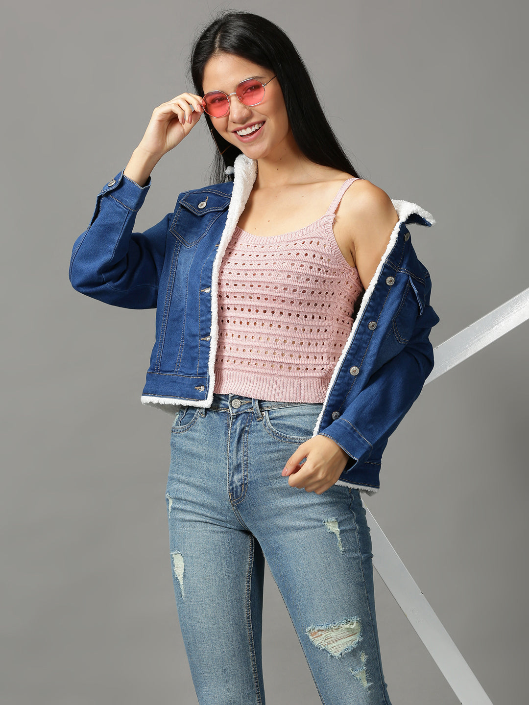 Women's Pink Solid Fitted Crop Top