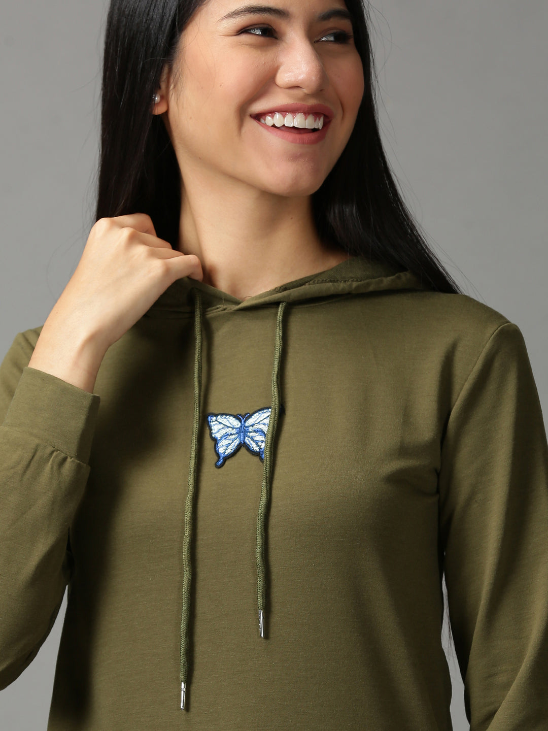 Women's Olive Solid Sweatshirt