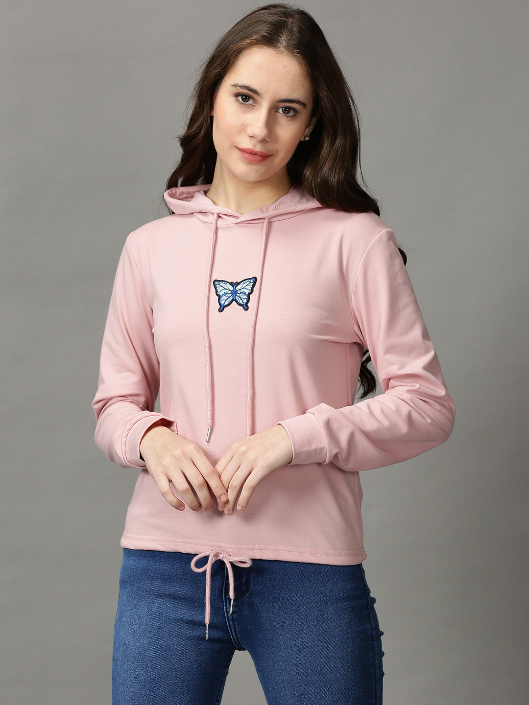 Women's Pink Solid Sweatshirt