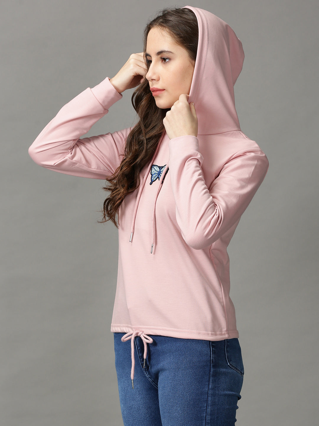 Women's Pink Solid Sweatshirt