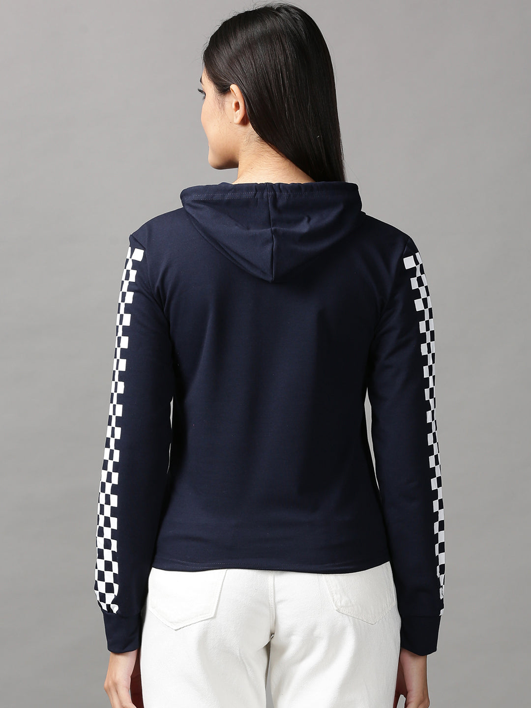 Women's Navy Blue Solid Sweatshirt