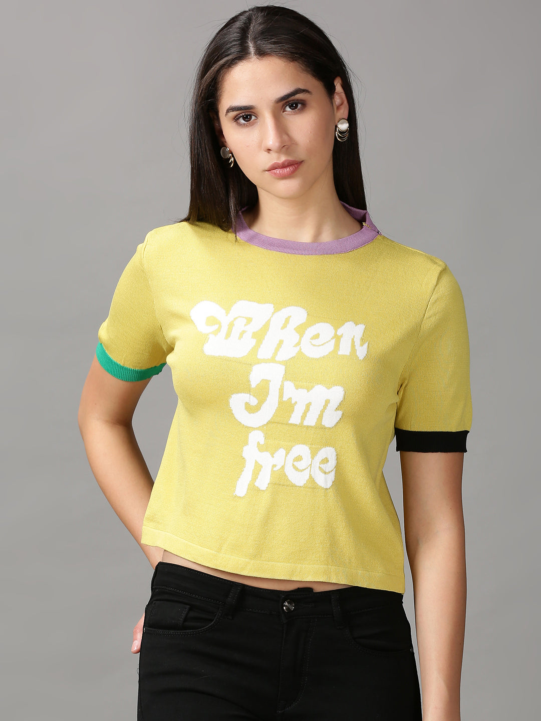 Women's Mustard Solid Top