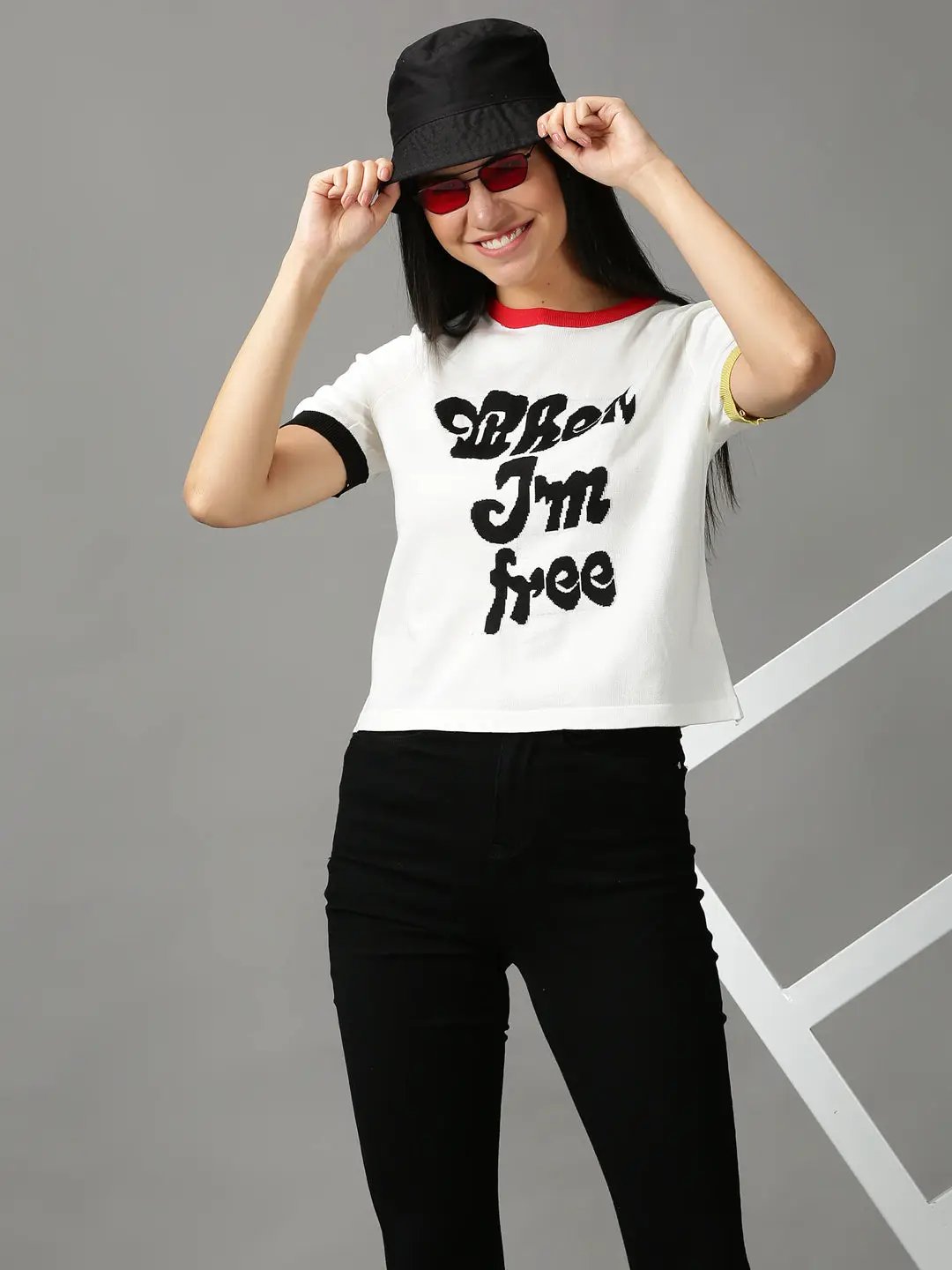 Women's White Solid Top