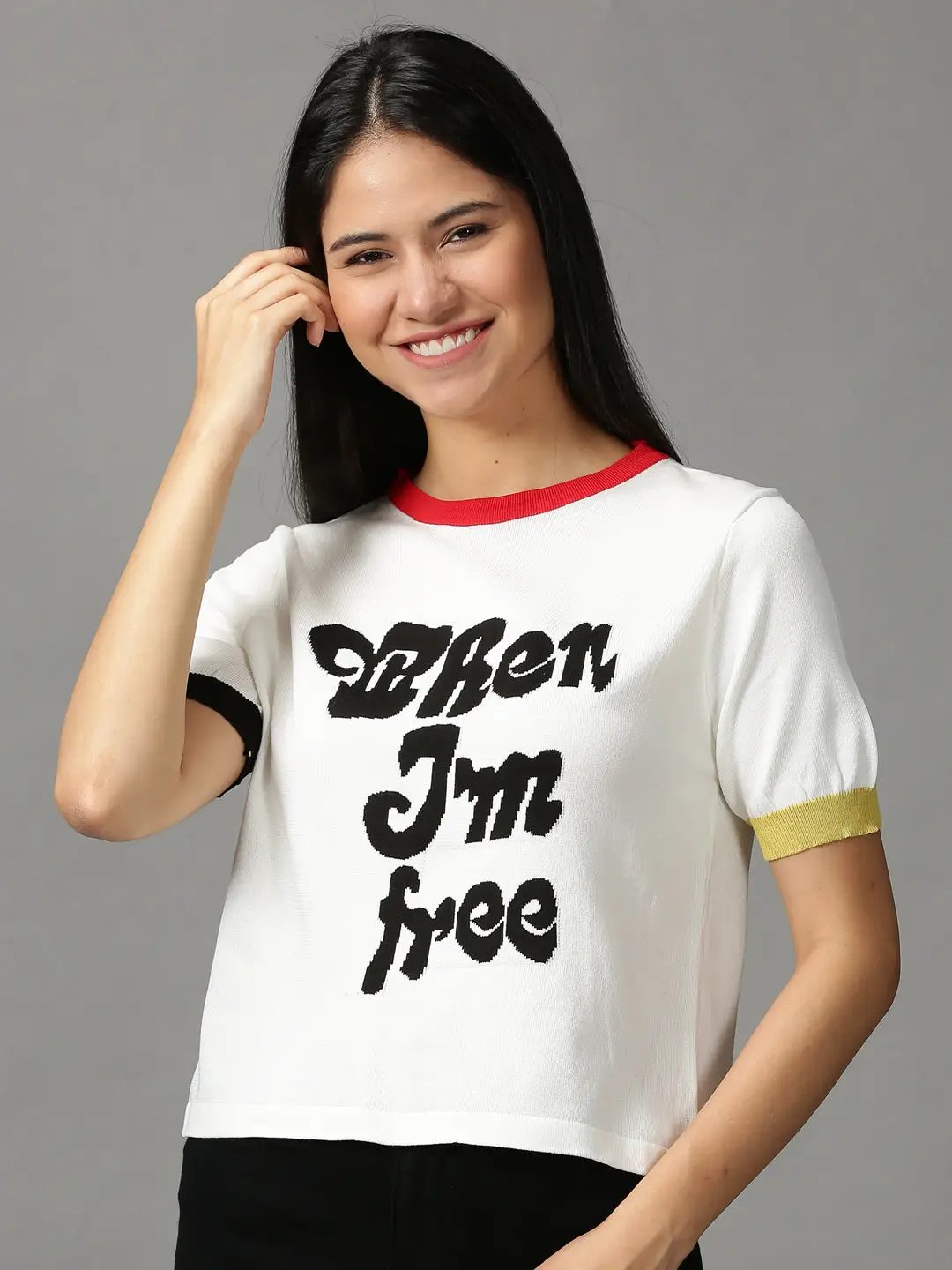 Women's White Solid Top