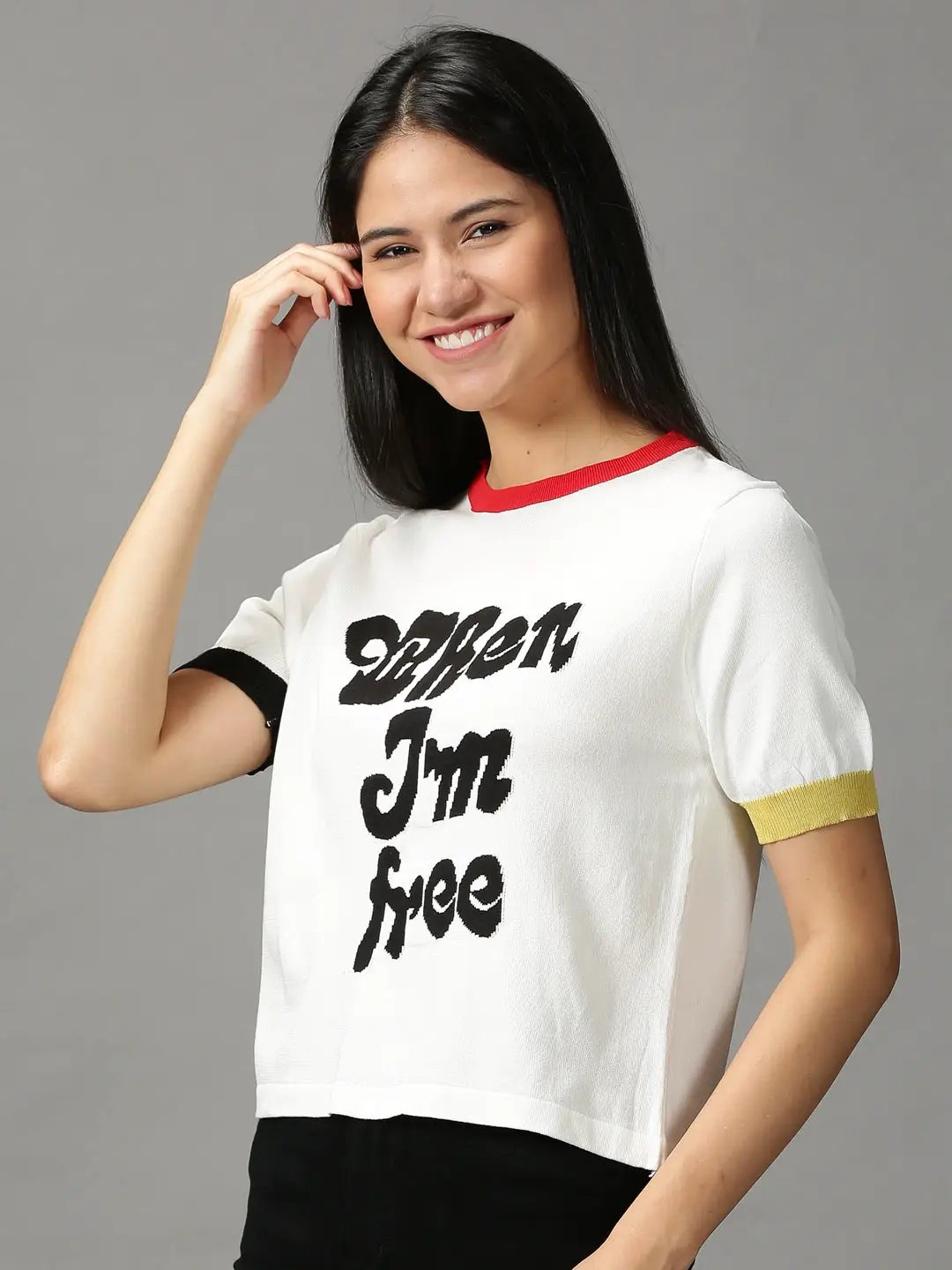 Women's White Solid Top