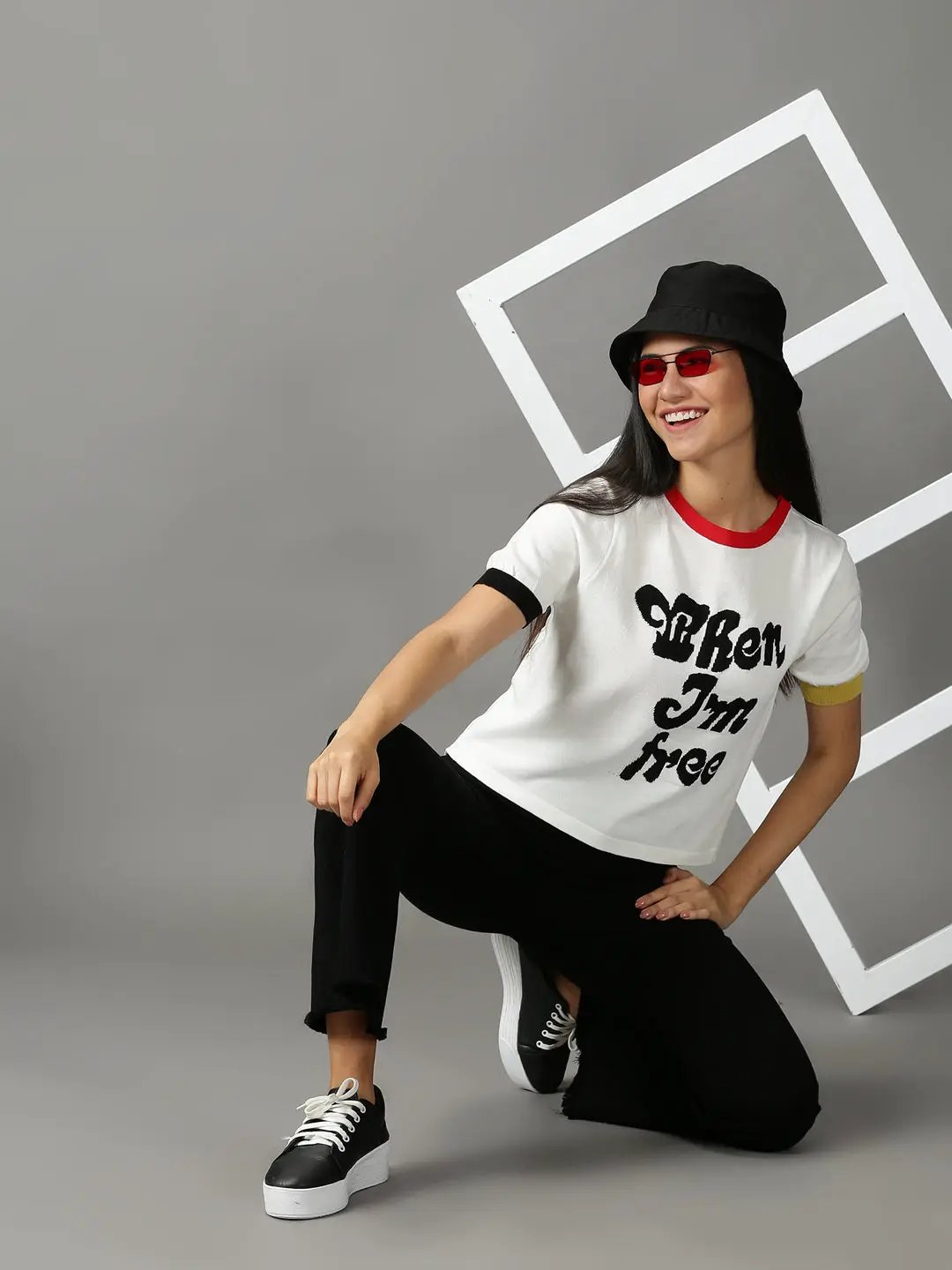 Women's White Solid Top