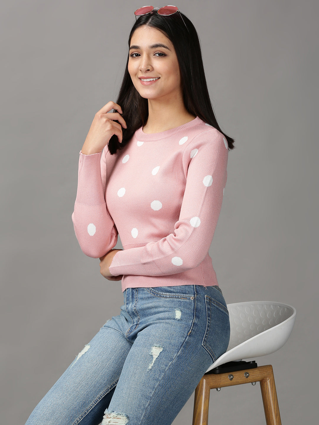 Women's Pink Solid Cinched Waist Top