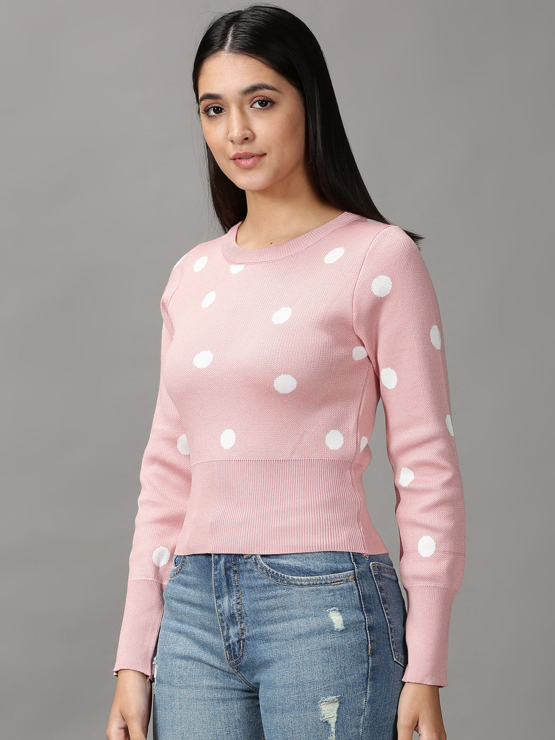 Women's Pink Solid Cinched Waist Top