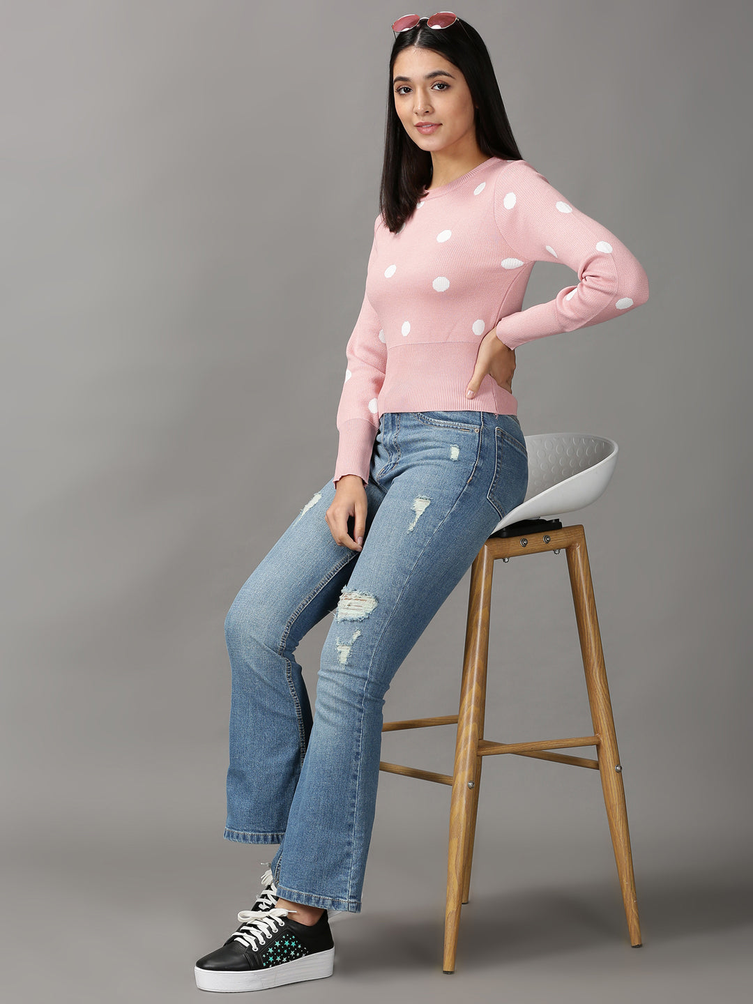Women's Pink Solid Cinched Waist Top