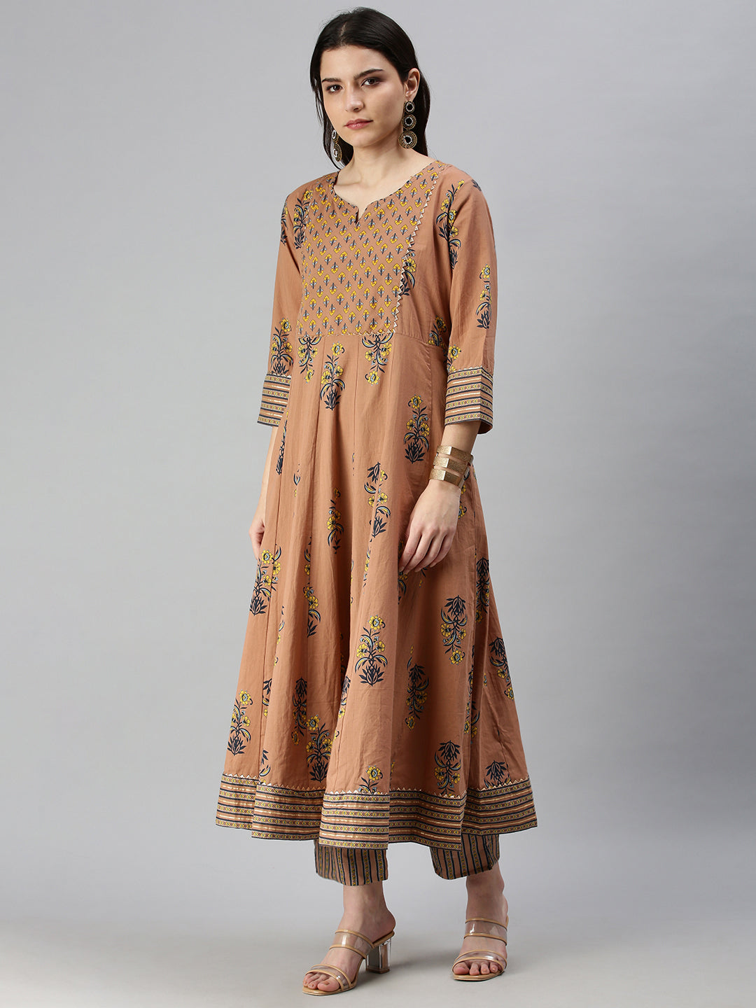 Women's Brown Printed Kurta Sets