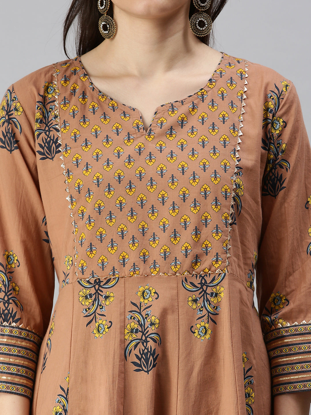 Women's Brown Printed Kurta Sets