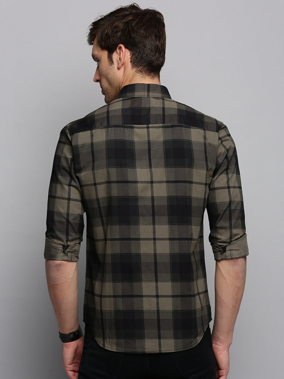 Men's Green Checked Casual Shirt