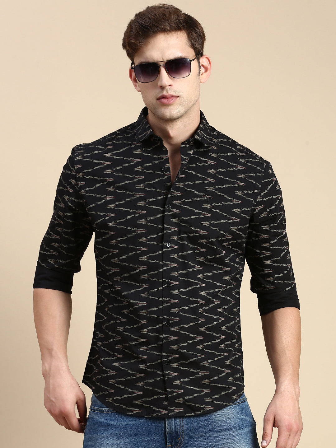 Men Black Printed Casual Shirt