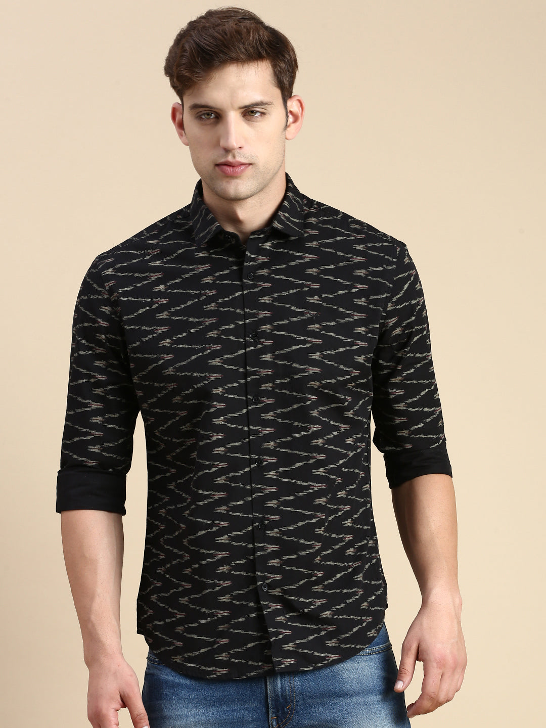 Men Black Printed Casual Shirt