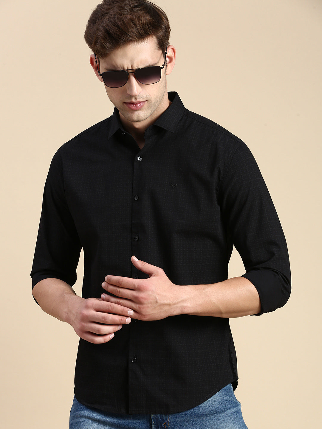 Men Black Checked Casual Shirt