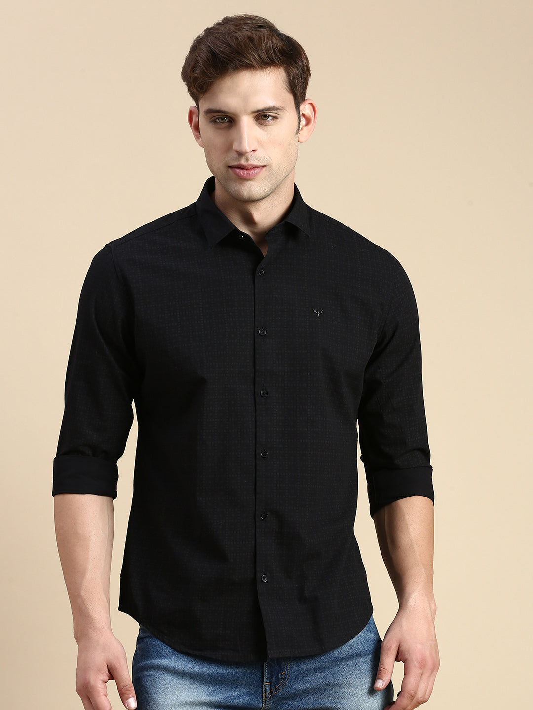 Men Black Checked Casual Shirt