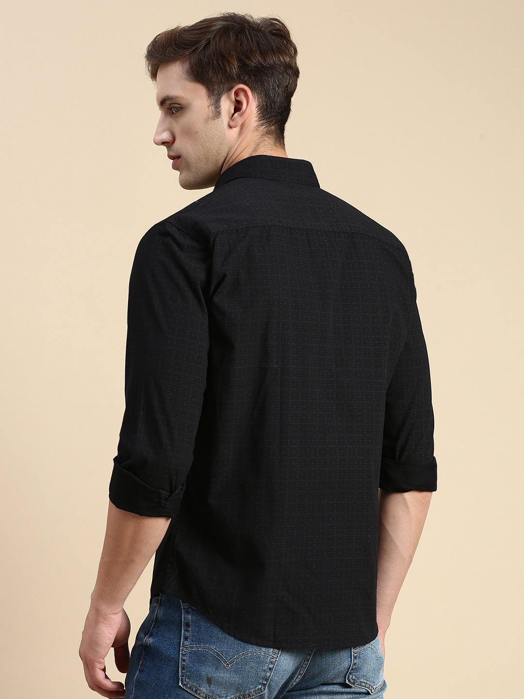 Men Black Checked Casual Shirt