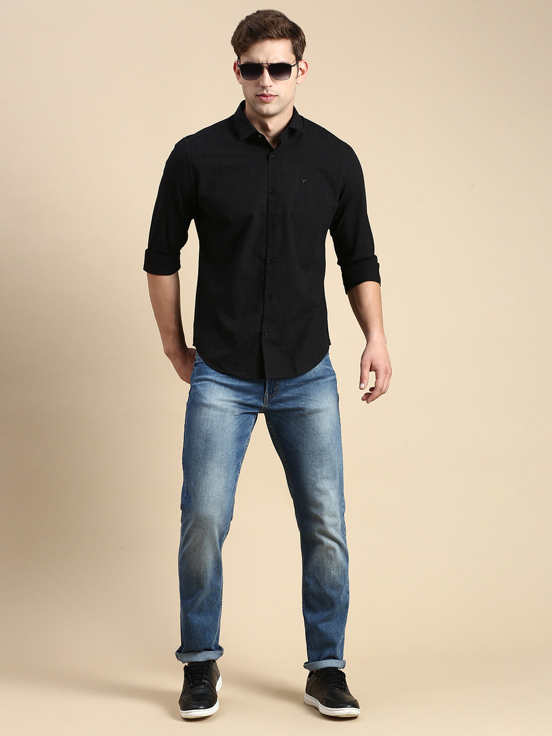 Men Black Checked Casual Shirt