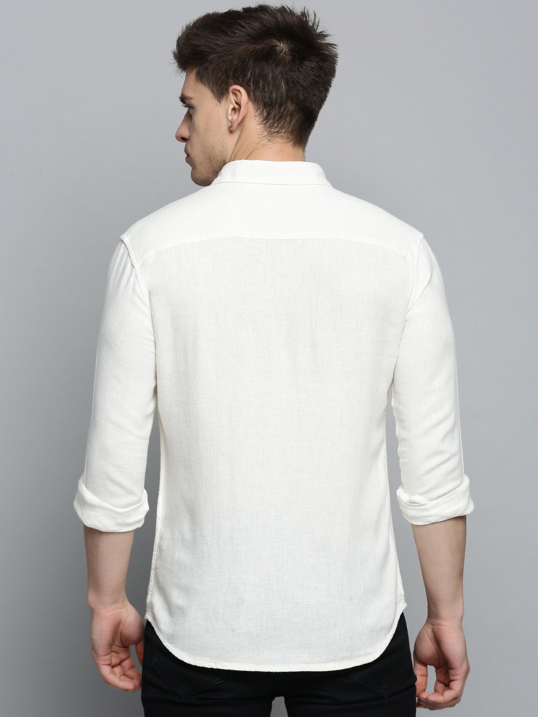 Men's White Solid Casual Shirt