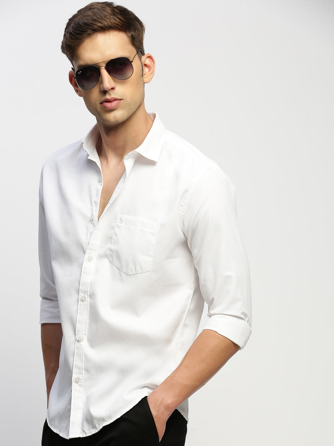 Men White Solid Shirt