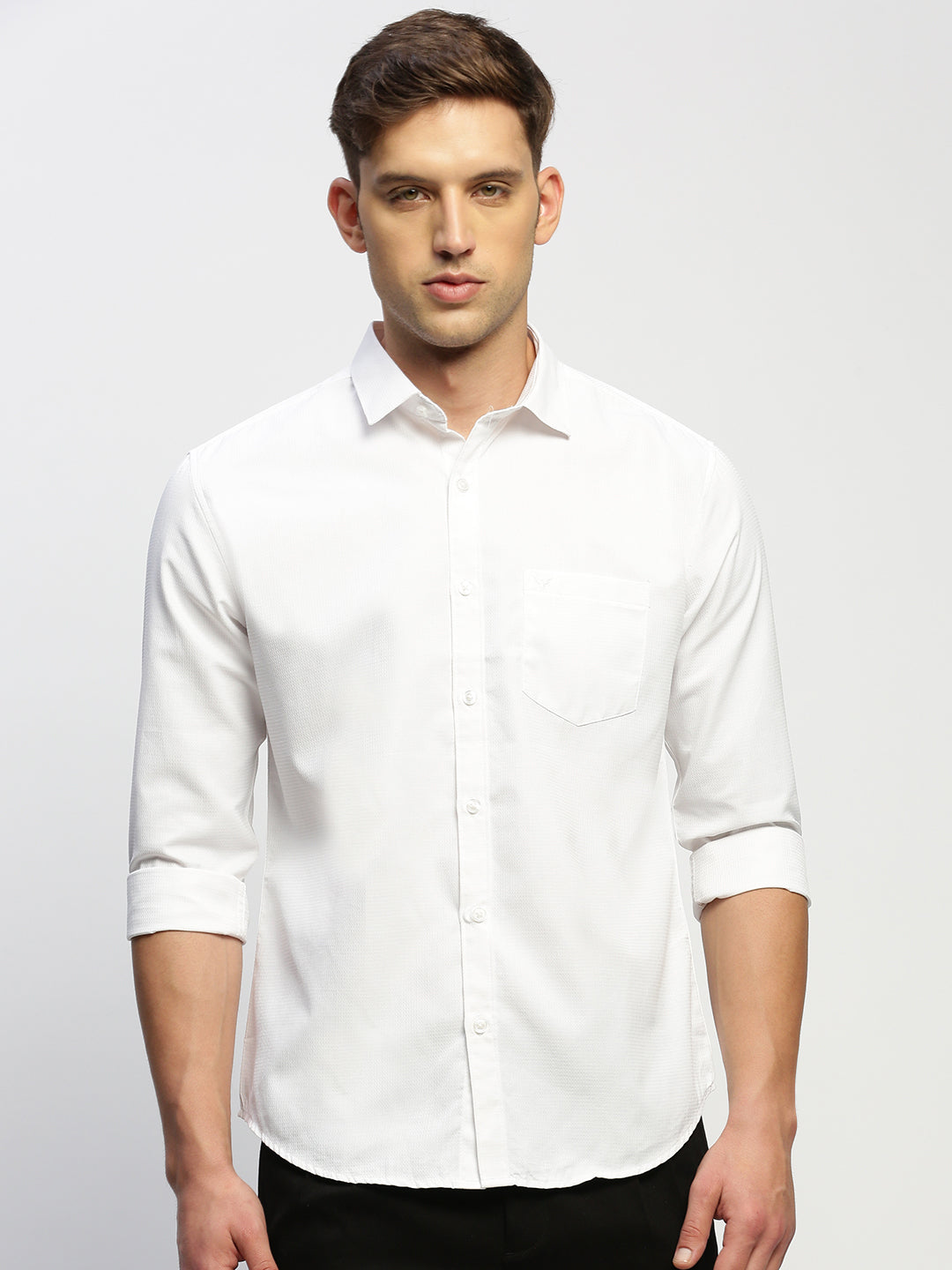 Men White Solid Shirt