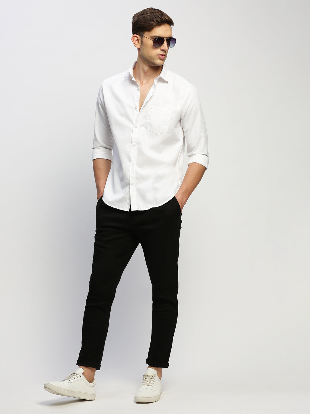 Men White Solid Shirt