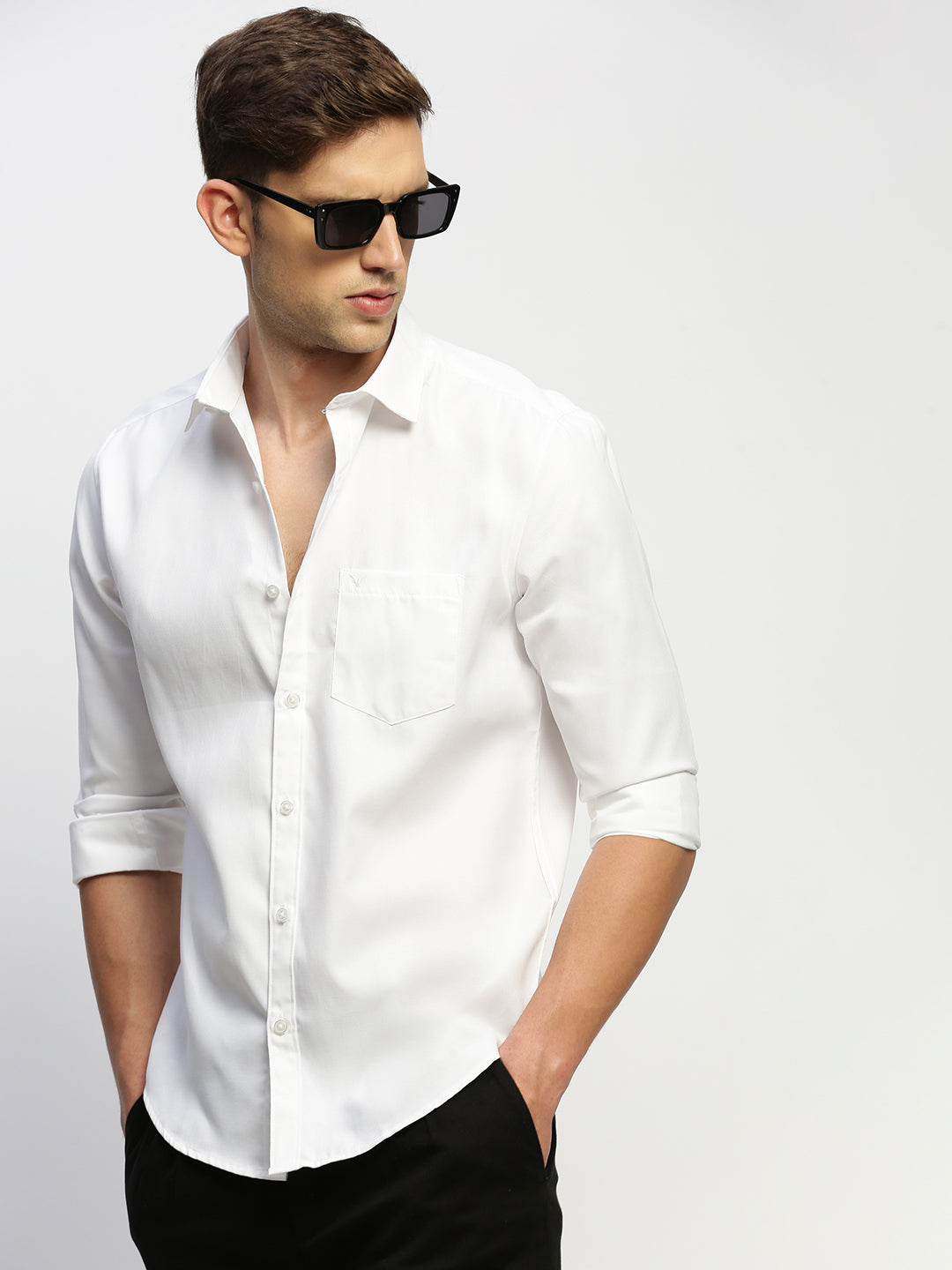 Men White Solid Shirt