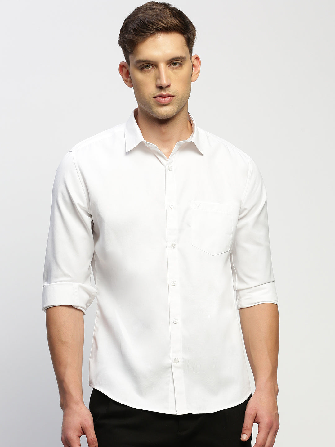 Men White Solid Shirt