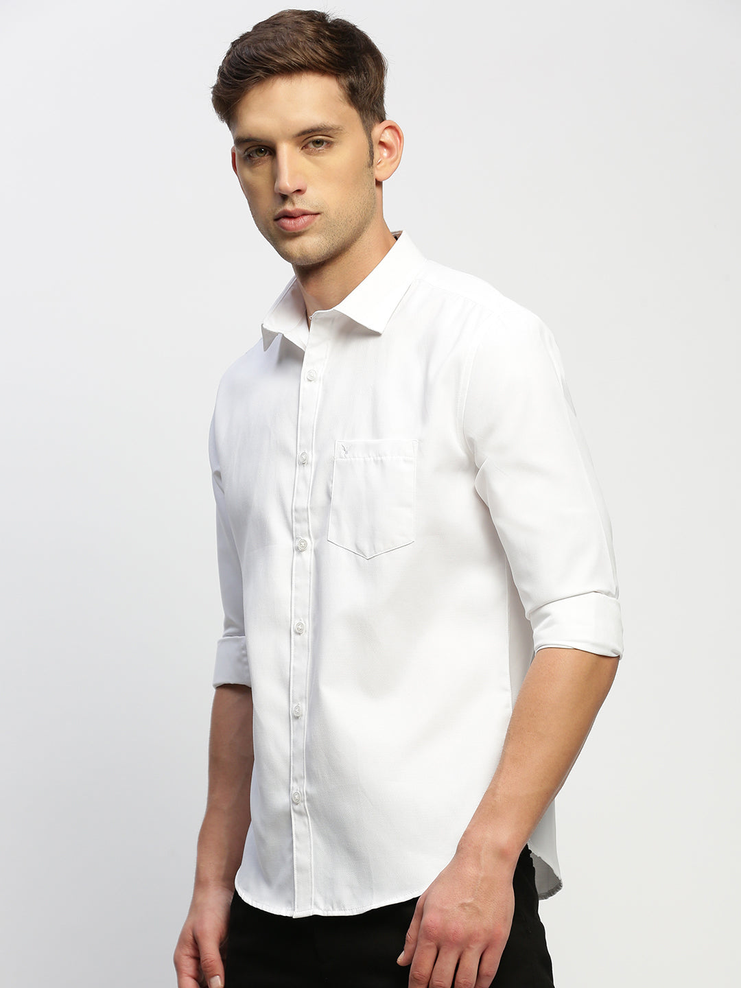 Men White Solid Shirt