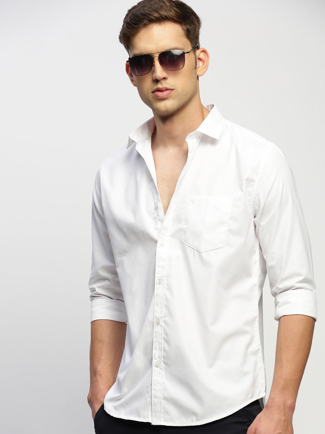 Men White Solid Shirt