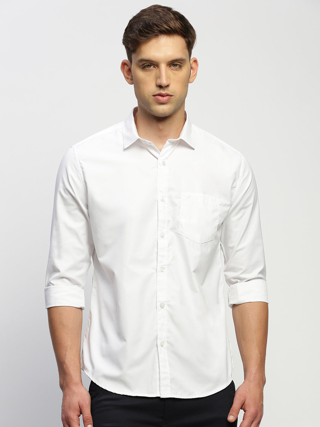 Men White Solid Shirt