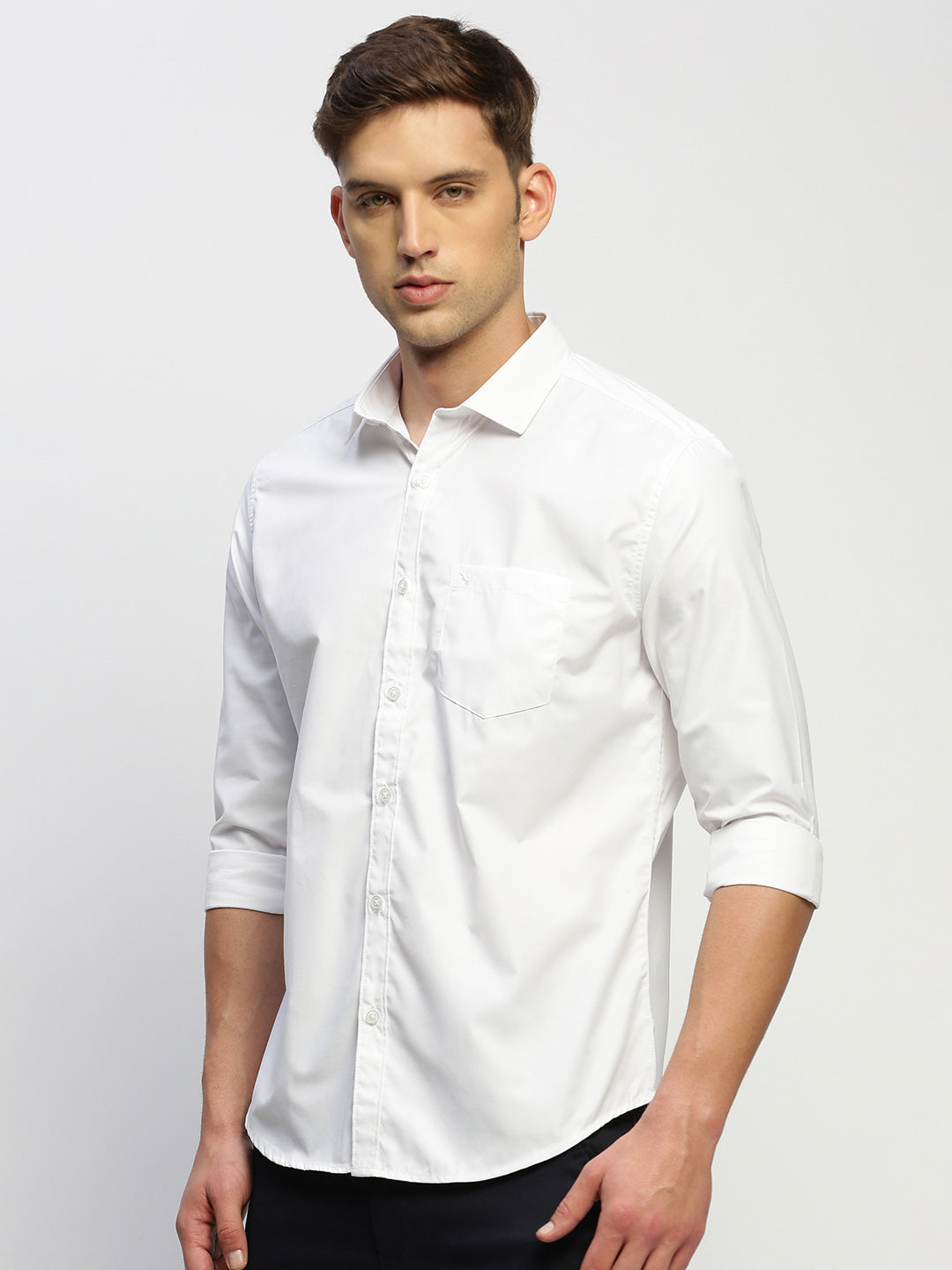 Men White Solid Shirt