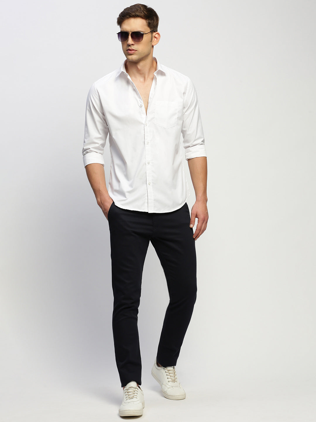 Men White Solid Shirt