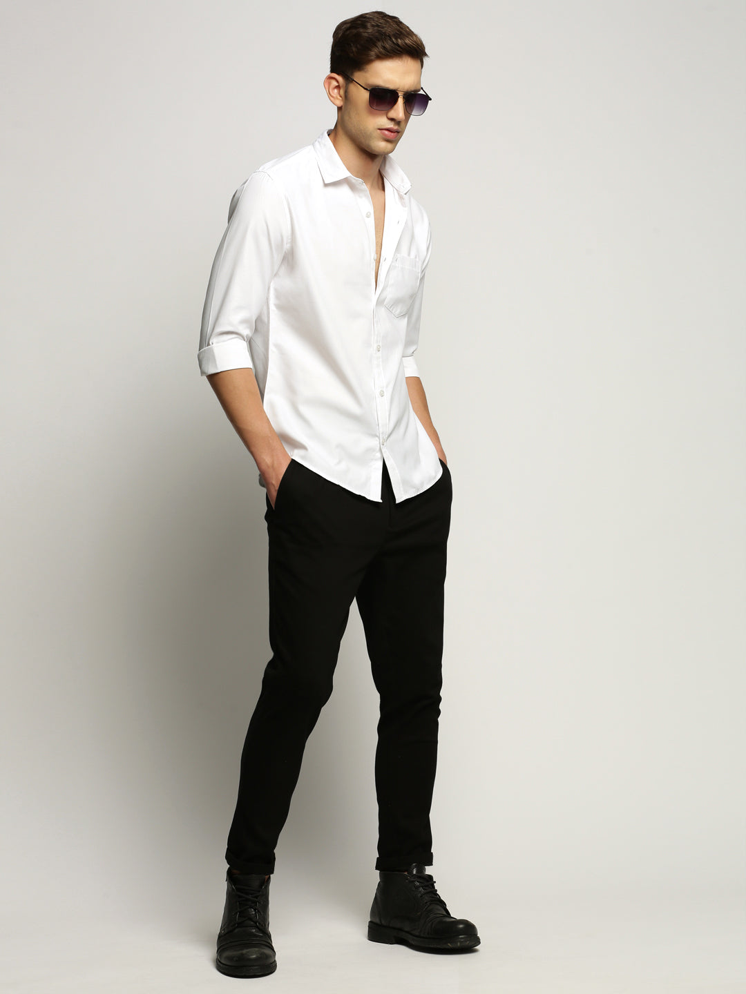 Men White Solid Shirt