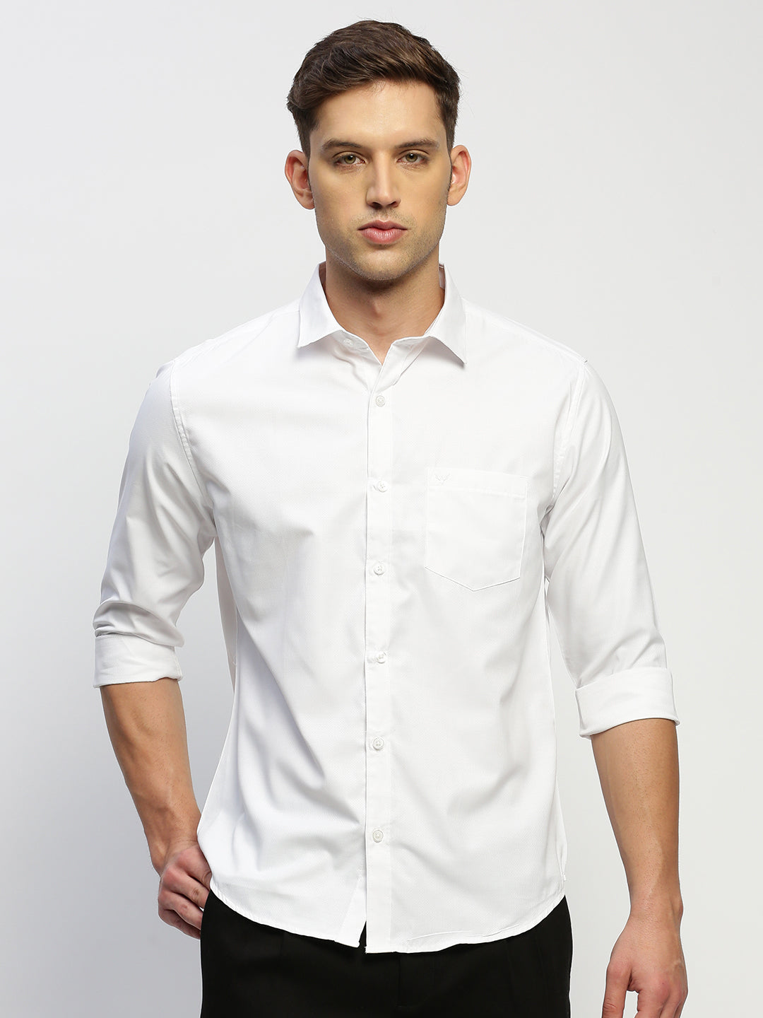 Men White Solid Shirt